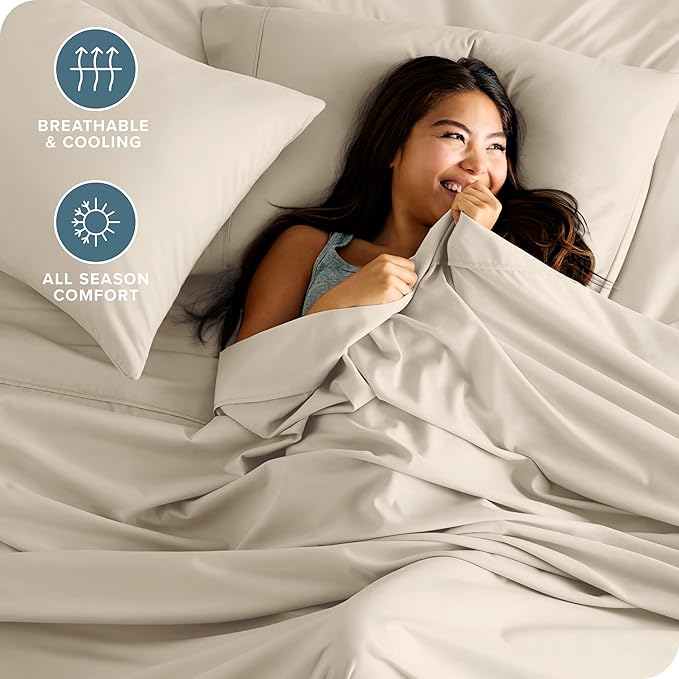 Bare Home Full Sheet Set - Luxury 1800 Ultra-Soft Microfiber Full Bed Sheets - Double Brushed - Deep Pockets - Easy Fit - 4 Piece Set - Bedding Sheets & Pillowcases (Full, Sand) BareHome
