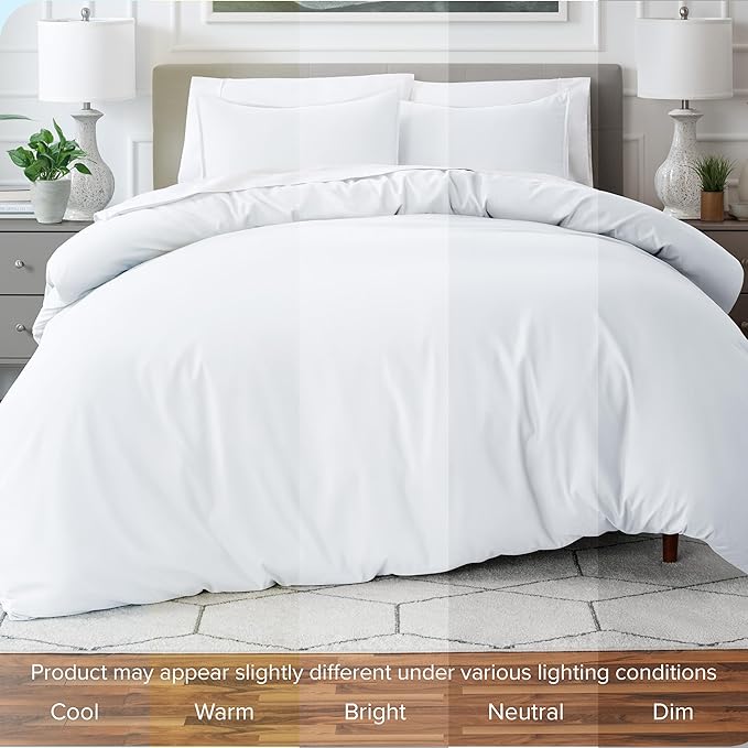 Bare Home Bedding Duvet Cover Oversized King Size - Premium 1800 Super Soft Collection - Lightweight, Cooling Duvet Cover - Soft Breathable Bedding (Oversized King, White)