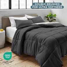 Bare Home Comforter Set - Full Size - Ultra-Soft - Goose Down Alternative - Premium 1800 Series - All Season Warmth (Full, Forged Iron Grey)