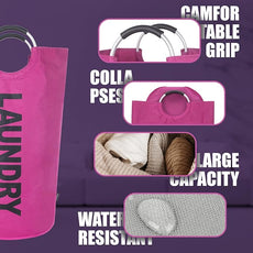 Caroeas 95L Pro Large Laundry Basket (13 Colors), Waterproof Laundry Hamper, Laundry Bag with Padded Handles, Clothes Hamper Stands Up Well, Collapsible Laundry Basket Easy Storage(Purple)