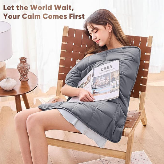 Weighted Lap Blanket for Adults 5lbs, 24"x29" Cooling Heavy Throw Blanket, Portable Travel Weighted Blankets, Soft Small Blankets Gift for Sleeping, Grey