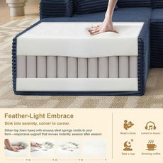 105''Sectional Cloud Couch with L Shaped Chaise,Modern Modular Sectional Sofa,Comfy Sectional Couches for Living Room,Bedroom,Apartment (Blue, 105''W Left Facing Chaise)