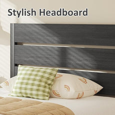 Twin Bed Frame with Headboard and Footboard, Metal Twin Bed Frame with Under Bed Storage, All-Metal Support System, No Box Spring Needed, Easy Assembly,Rustic Grey