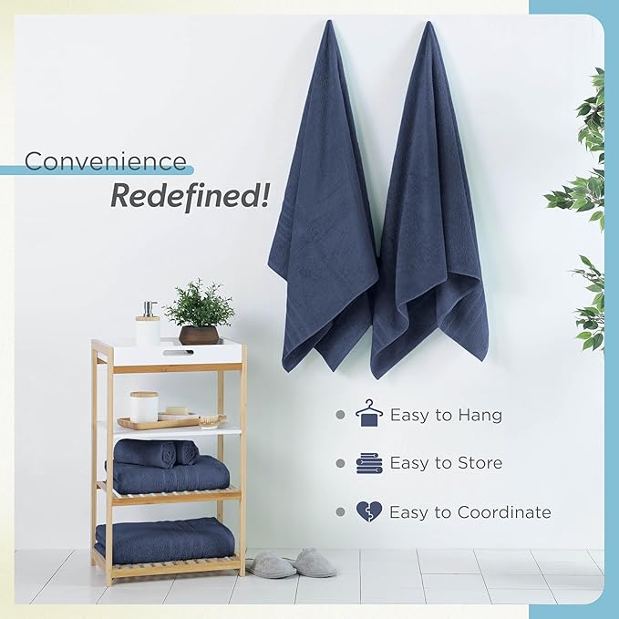 Martex 2-Pack Ultimate Performance Bath Sheet Set – 100% Cotton – 33” x 65” – Extra Large Bath Towels – Versatile – Low-Linting – Supersoft Bathroom Set – Super Absorbent – Easy Care – Estate Blue