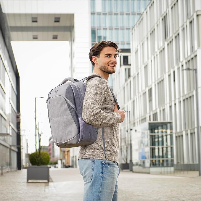 Swissdigital Design Business Laptop Backpack, College Laptops Backpack with USB Charging Port for Men and Women Fits 16 Inch Notebook, Mauve Grey | SD1670-05