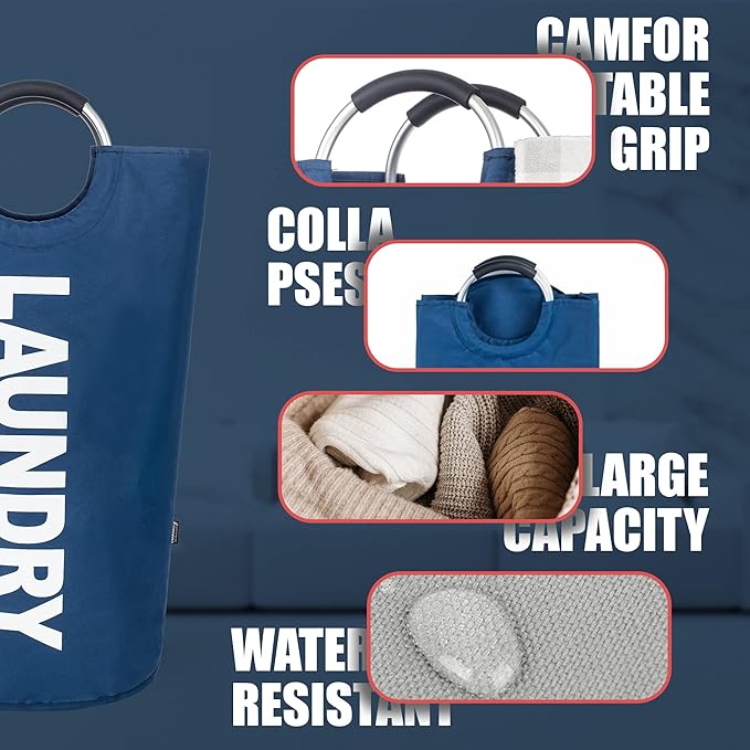 Caroeas 90L Laundry Basket (13 Colors), Waterproof Laundry Hamper, Laundry Bag with Padded Handles, Clothes Hamper Stands Up Well, Collapsible Laundry Basket Easy Storage