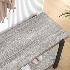 FOLUBAN Entryway Bench, Vintage Wood and Metal Shoe Bench for Hallway Front Door Entrance, Farmhouse Indoor Shoe Storage Bench Seat for Bedroom, Living Room, Light Grey, 47 Inch