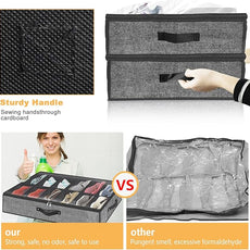 homyfort Under Bed Shoe Storage Organizer Fits 12 Pairs- Underbed Shoe Container Solution Shoes Box Bins with Clear Window for Sneakers,High Heels,Flip Flop(Black)