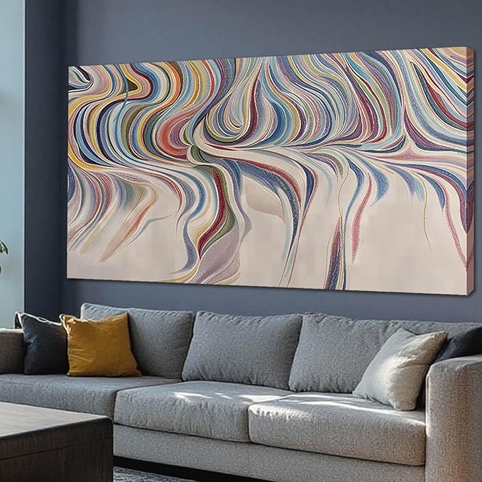 YETHEN WAL Multicolor Swirl Wall Art Vibrant Abstract Fluid Canvas Prints Modern Artwork for Living Room Bedroom Office Decor 29x58 Inch