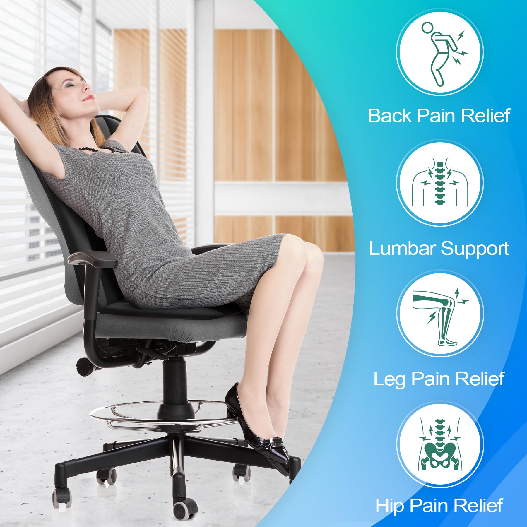 MYFAMIREA Truck Seat Cushion, Memory Foam Trucker Seat Cushion for Truck Driver Long Sitting with Adjustable Strap, Back Support and Pain Relief for Trucker Driving Car Office Chair and Pain Dormly