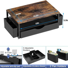 Spacrea Desk Organizer and Accessories, Computer Monitor Stand Riser with Drawer and 2 Pen Holders, Office Desk Accessories & Workspace Organizers for Office Supplies (Wood)
