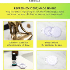 Essence Pearl Travel Case - Wearable Aromatherapy Kit with Nasal Diffuser Rings, Soaking Bay, and 5mL Essential Oil – Portable Wellness Gift Set for On-The-Go Self Care