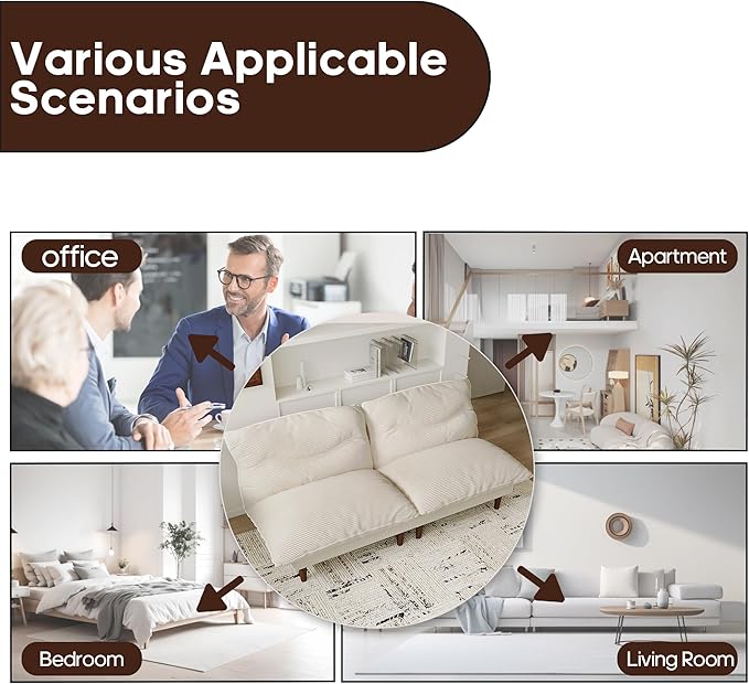 Futon Sofa Bed, 4 in 1 Multi-Functional Futon Couch with Adjustable Backrest, Convertible Sleeper Sofa Bed and Recliner Lounge, Loveseat for Living Room, Apartment, Office, 3 Sets, Beige