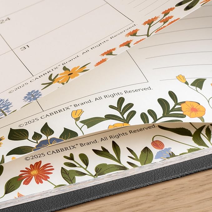 Desk Calendar 2026 with Desktop Mat, Cabbrix Large Desk Pad Calendar 15 x 12 Inch Runs From January 2026 to June 2027, Floral Design Calendar 2026 for Home School and Office (Black)