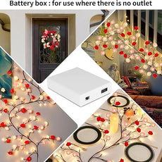 Rose Blossom Enchanted Willow Vine Lights, 7.55FT 144LED 3 Color Rose Blossom Tree Branch Lights for Wall, Remote Timer,8 Light Model,Bedroom Wall Doors Wedding, Christmas, USB Battery Box