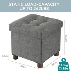 BRIAN & DANY Small Ottoman with Storage, Small Storage Ottoman, Folding Foot Stool with Wood Legs for Living Room and Bedroom Linen Rest Seat, 12.6