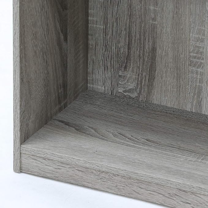 Furinno Basic 3x2 Cube Storage Bookcase Organizer with Bins, French Oak Grey/Black