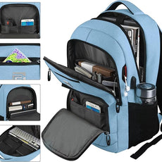 Laptop Backpack,Business Travel Anti Theft Slim Durable Laptops Backpack with USB Charging Port,Water Resistant College Computer Bag for Women & Men Fits 15.6 Inch Laptop and Notebook-Pale Blue
