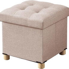 BRIAN & DANY Ottoman with Storage, Small Storage Ottoman for Dorm, Linen Folding Ottoman Foot Stool with Legs for Living Room and Bedroom, 15