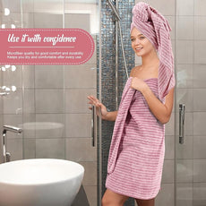 16 Pack Microfiber Bath Towels Bulk 27'' x 60'' Oversized Size Bath Towel Highly Absorbent Extra Large Soft Drying for Shower Beach Winter Salon Sport Gym Party (Pinstripe,Pink)