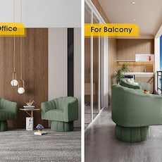 360 Degree Sherpa Swivel Cuddle Barrel Accent Sofa Chairs, Round Teddy Armchairs with Wide Upholstered, Furry Boucle Reading Chair for Living Room, Bedroom, Office, Waiting Rooms (Green)