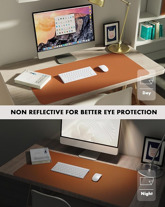 YSAGi Double-Sided Desk Pad, 23.6"x13.7" Leather Desk Mat, Eco Cork Desk Pad Protector, Large Mouse Pad for Desk, Waterproof Desk Blotter Pad, Desk Writing Pad for Office Work/Home(Brown/Cork)