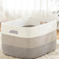 Blanket Basket,Rectangle Woven Baskets for Storage,100L Laundry Basket for Decorative Nursery Blanket,Toys,Dirty Clothes and Magazine in Shelves,Baby Room,and Living Room