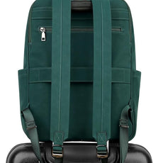 MASINTOR 15.6 inch PU Leather Laptop Backpack Purse for Women, Large College Casual Backpack Travel Bag Retro Green