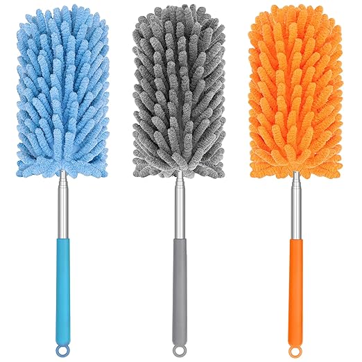 Mini Duster for Cleaning, 360° Bendable Hand Dusters with Extension Pole, Washable Small Duster for Car Interior, Office, Furniture