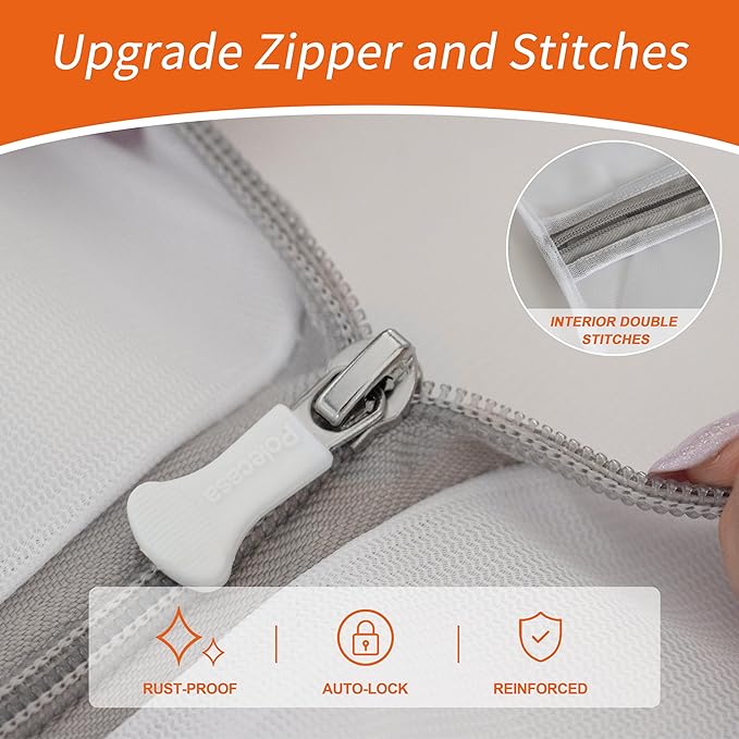 Gifts for Women, Polecasa 3Pcs Mesh Laundry Bags with Sturdy Zipper, Even Mesh Holes, Variety Sizes for all Your Delicates, Lingerie, Bras, Baby Clothes -Travel Essentials (1 Large, 1 Medium, 1 Small)