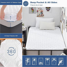 GRT Twin XL Waterproof Mattress Pad, 100% Waterproof Quilted Fitted Mattress Protector, Noiseless Hollow Cotton Mattress Cover, Fitted 8