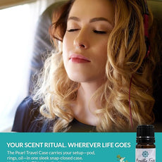 Essence Pearl Travel Case - Wearable Aromatherapy Kit with Nasal Diffuser Rings, Soaking Bay, and 5mL Essential Oil – Portable Wellness Gift Set for On?The?Go Self Care