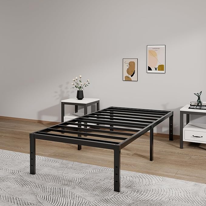Metal Bed Frame Twin XL Size - 16 Inch Heavy-Duty Twin XL Platform Bed Frame No Box Spring Needed, Easy Assembly, Noise-Free, Sturdy Mattress Foundation, Underbed Storage Space