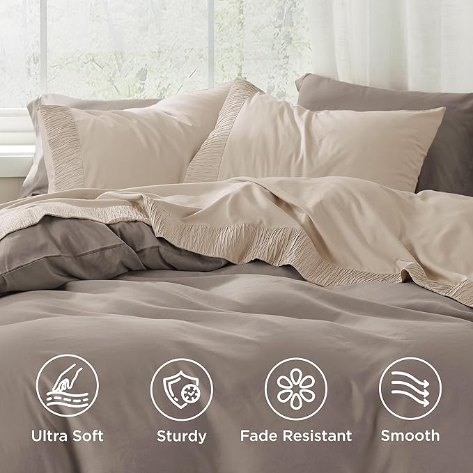Bedsure Twin XL Sheet Sets Dorm Bedding - 3 Pieces Soft Extra Long Twin Sheets, Hotel Luxury, Easy Care Microfiber for Women, Men, Beige