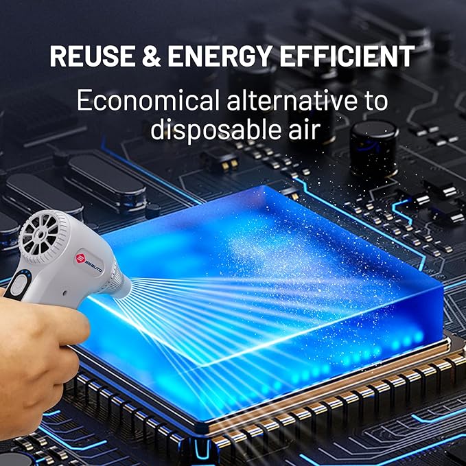 Seauto Electric Air Duster, 110,000 RPM Brushless Motor, Cordless Compressed Air Can Alternative, 3-Gear Powerful Blower for Computer Keyboard, PC Cleaning,Full-Size Appliance,Car,Home and Outdoor