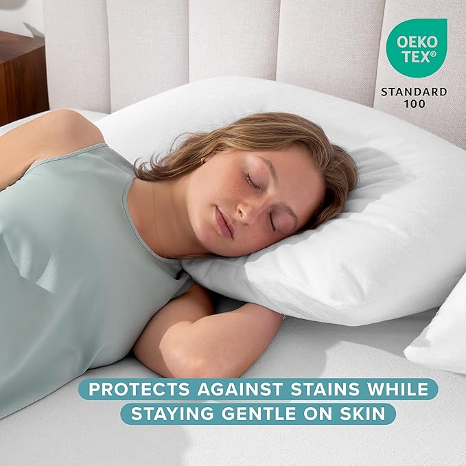 Bare Home Premium Pillow Protectors - Standard Size (2 Pack) - Premium 100% Waterproof & Breathable - Cooling - Vinyl Free Hypoallergenic - 10 Year Warranty (Standard Size, Pack of 2)