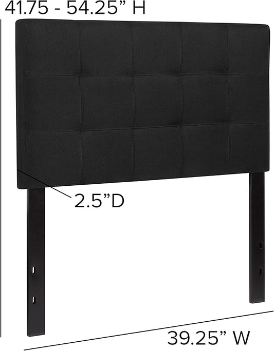 EMMA + OLIVER Quilted Tufted Upholstered Twin Size Headboard in Black Fabric