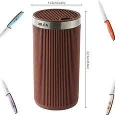 Knife Block Without Knives, JINLIFA Kitchen Knife Holder Block, Universal Knife Storage Organizer Stand Rack for Countertop (Stylish Brown Color)