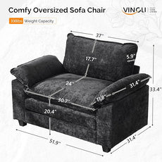 VINGLI Cloud Black Single Chair with Armrest
