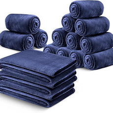 IR Imperial Rooms Fleece Blanket 16 Pack - Super Soft Fluffy Navy Throw Blanket for Sofa and Bed - Warm and Cozy Lightweight 400 GSM Microfiber Bed Throws Blankets, 50x60 Inches (Throw/Travel)