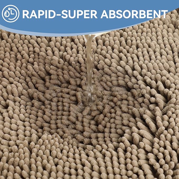 Bcoimo 48"×24" Absorbent Bath Mat, Non-Slip with Backing Chenille Bath Rug and Machine Washable Bathroom Mat Quick-Dry Design. Ideal for Bathroom and Tub Areas