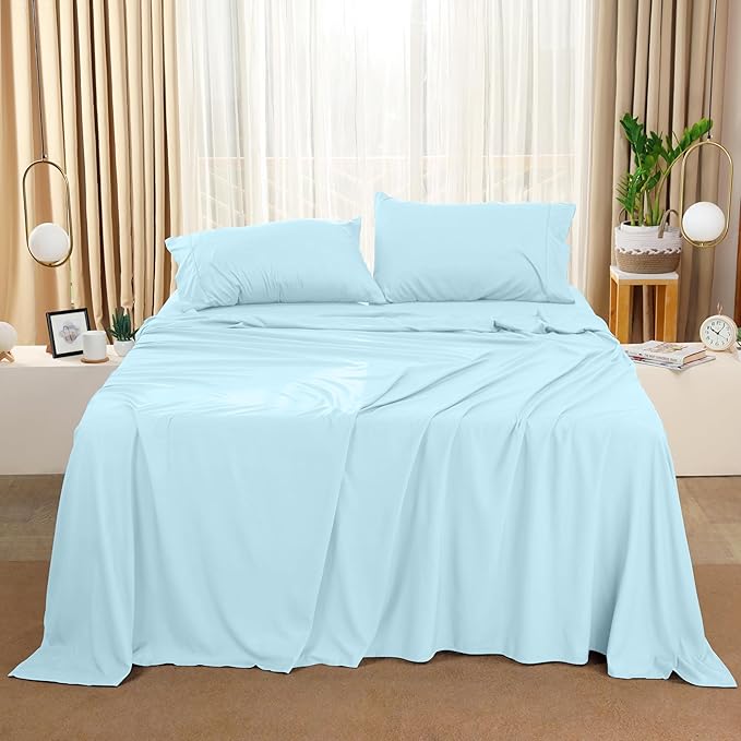 Utopia Bedding Full Sheet Set – 4 Piece Bed Sheets for Full Size Bed, Soft and Breathable Microfiber, Includes 1 Fitted Sheet, 1 Flat Sheet and 2 Pillowcases (Ice Blue)