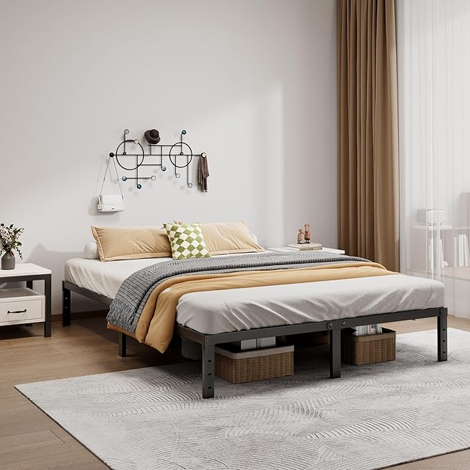 Metal Bed Frame King Size - 12 Inch Heavy-Duty King Platform Bed Frame No Box Spring Needed, Easy Assembly, Noise-Free, Sturdy Mattress Foundation, Underbed Storage Space