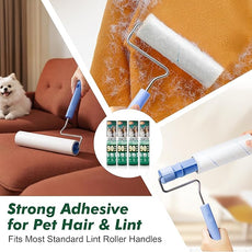Large Lint Roller for Pet Hair Rxtra Sticky, 5 Refills (3 Short + 2 Long), Lint Remover with Long Handle, Clothes & Furniture