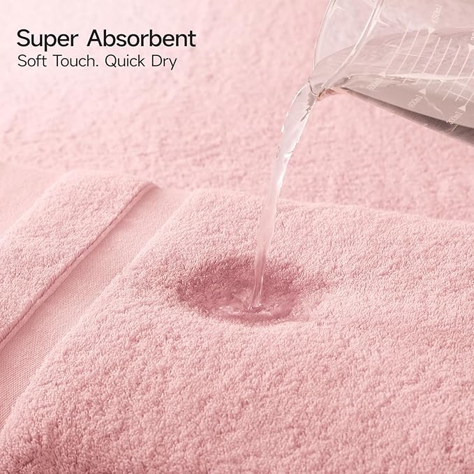 REDKISS 100% Cotton Bath Towels Set of 2, Extra Large Bath Sheets 35 X 70 Inches, 800 GSM, Quick Dry, Ultra Soft & Super Absorbent Bathroom Towel Sets for Bathroom, Gym, Spa, Pool & Hotel, Pink