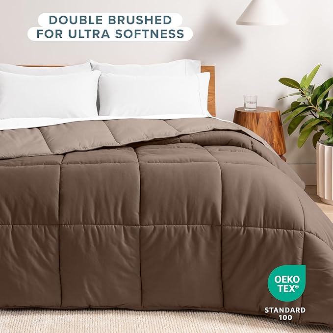 Bare Home Full Comforter - Reversible Colors - Goose Down Alternative - Ultra-Soft - Premium 1800 Series - All Season Warmth - Bedding Comforter (Full, Cocoa/Taupe)