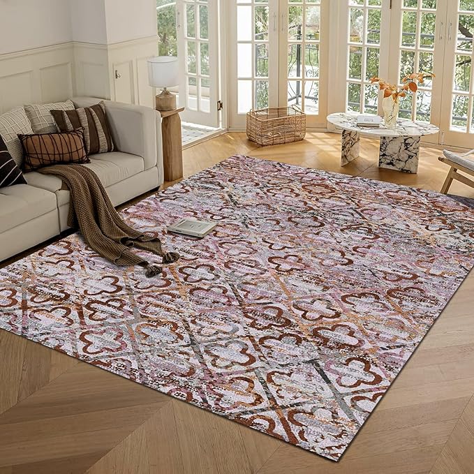 RUGSURE Washable Area Rugs, 3' x 5 ' - 1/6 Thick - Stain & Water Resistant Non-Slip - Perfect Resistant Rug for Living Room, Bedroom, Nursery, Pet & Child Friendly, Vibrant Colors Rugs, Purple