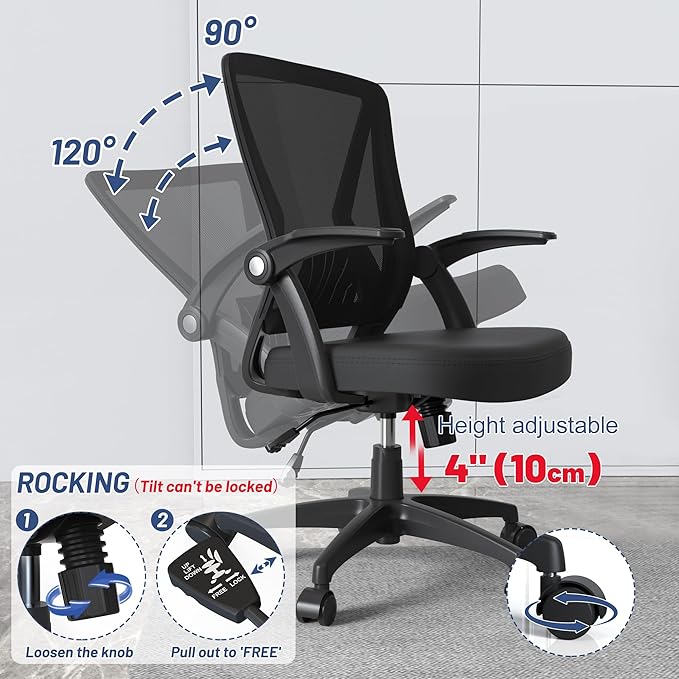 Modern Comfy Mesh Home Office Chair with Flip Up Arms for Child Adult Study Work