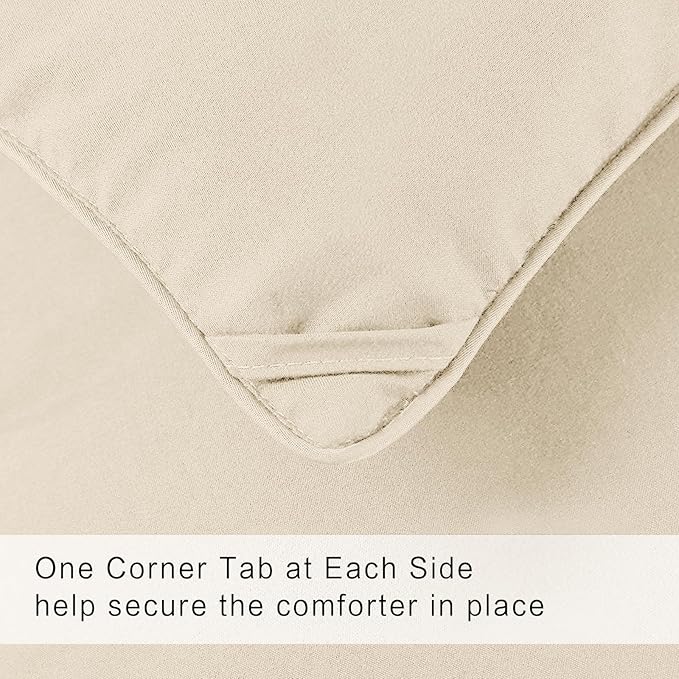 COHOME Quilted Twin XL Size Comforter - All-Season Down Alternative Duvet Insert - Luxury Hotel Soft Breathable Beige Comforter with Anti-Clump Tech & 8 Tabs- Reversible （68"x92"）