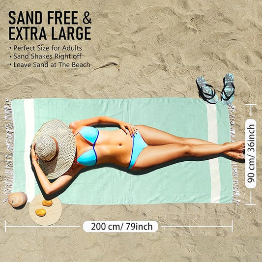 4 Pack Cotton Turkish Beach Towel Lightweight Thin Travel Vacation Essentials Oversized XL Towels Set for Pool Swim Bath Camping Cruise Accessories Absorbent Quick Dry Sand Free Bulk clearance Blanket